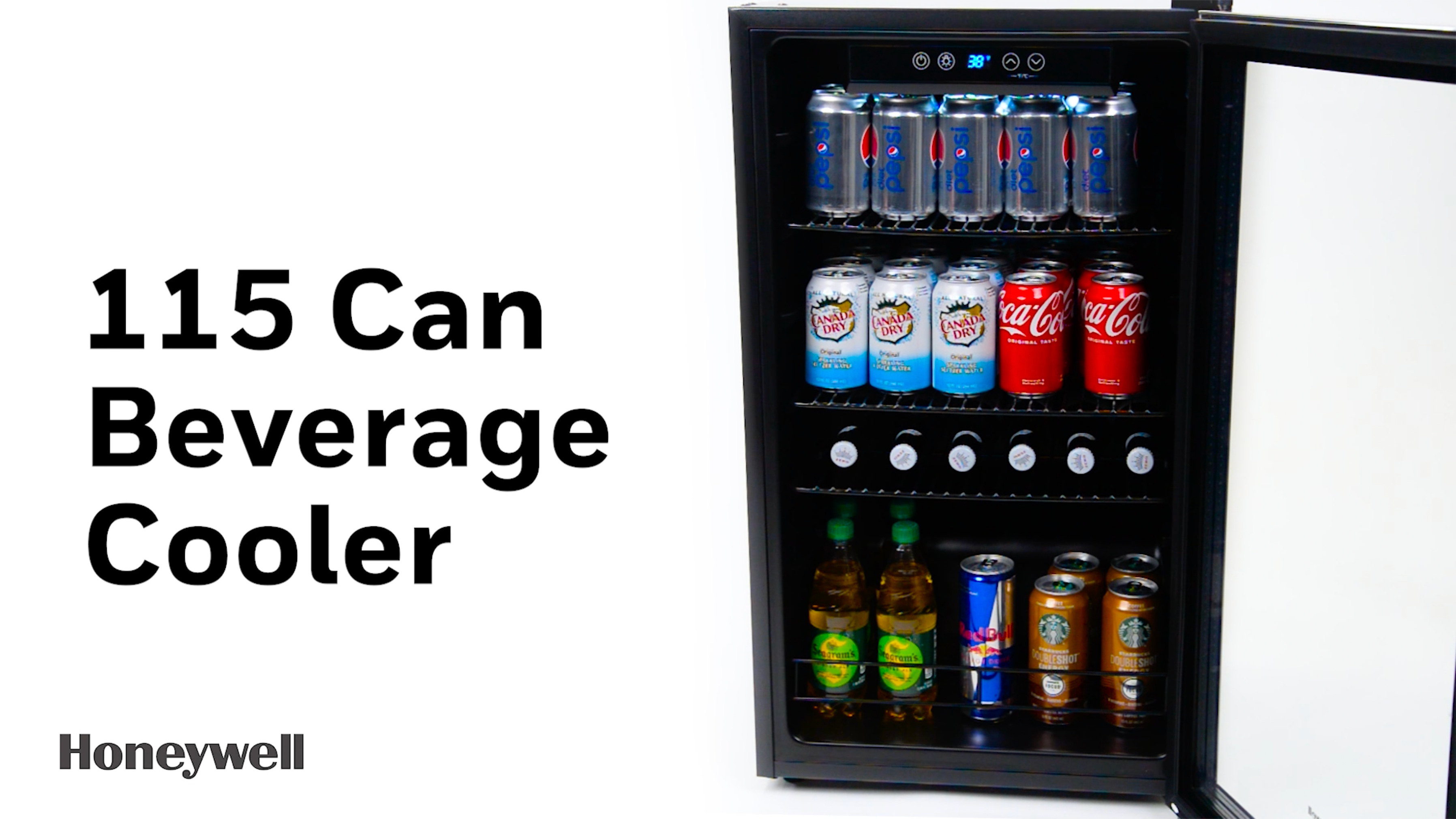 Honeywell Beverage Refrigerator and Cooler 115 Can Mini Fridge with Glass Door