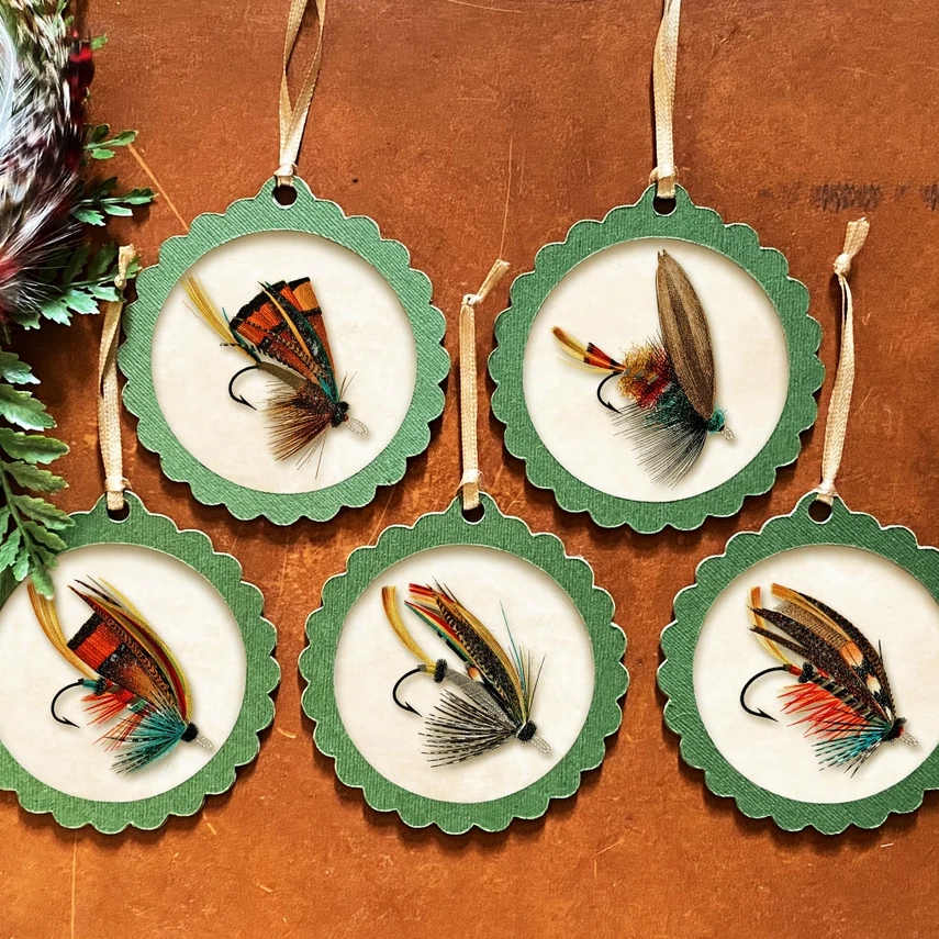🎣Fishing Flies Handmade Ornament Set of 5