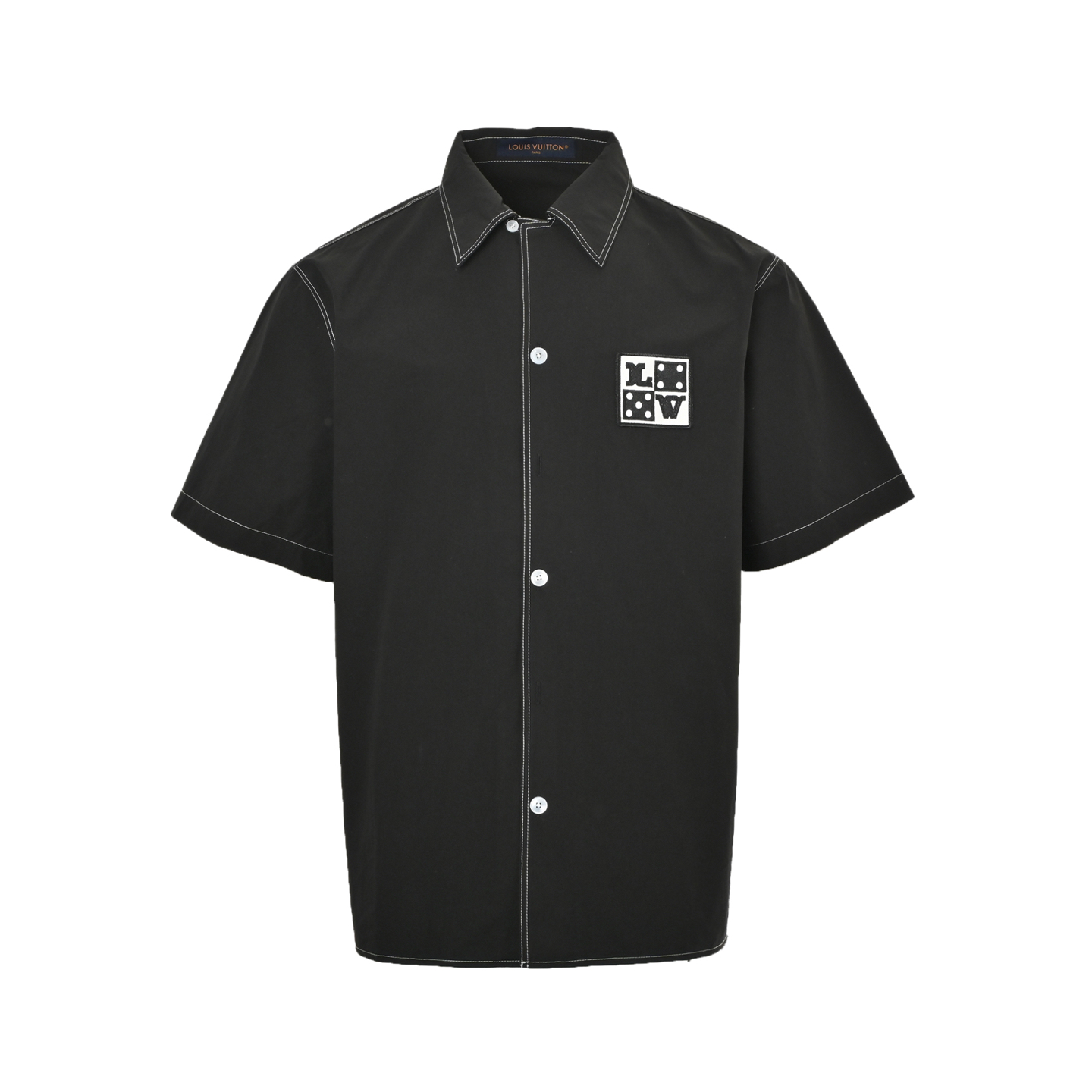 Louis Vuitton 25ss dice lettering embroidered short sleeve shirt
