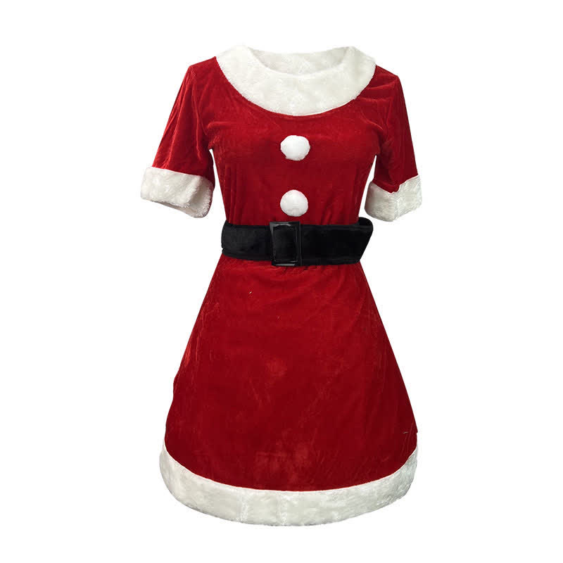 Christmas Round Collar Velvet Lingerie Dress