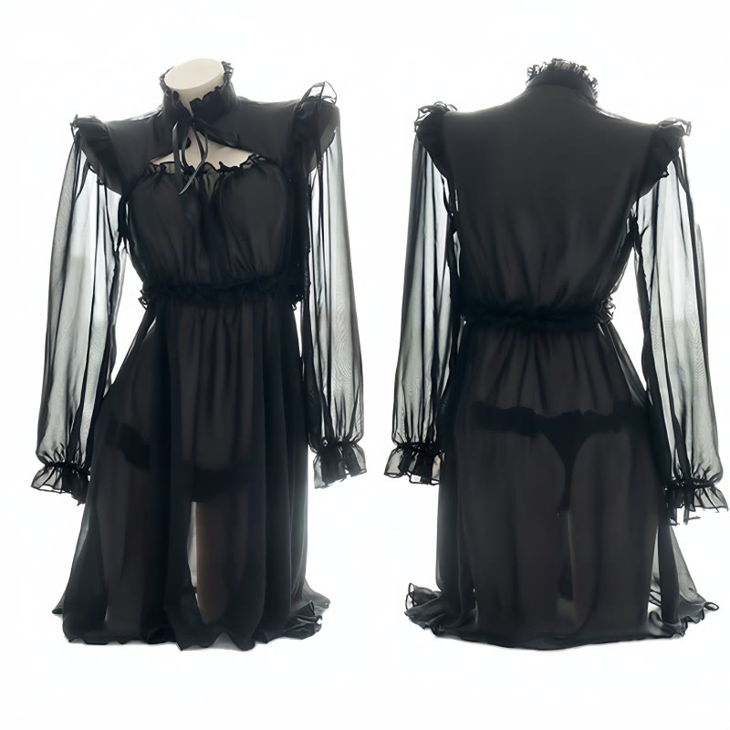 See-through Hollow Out Lace-up Nightdress