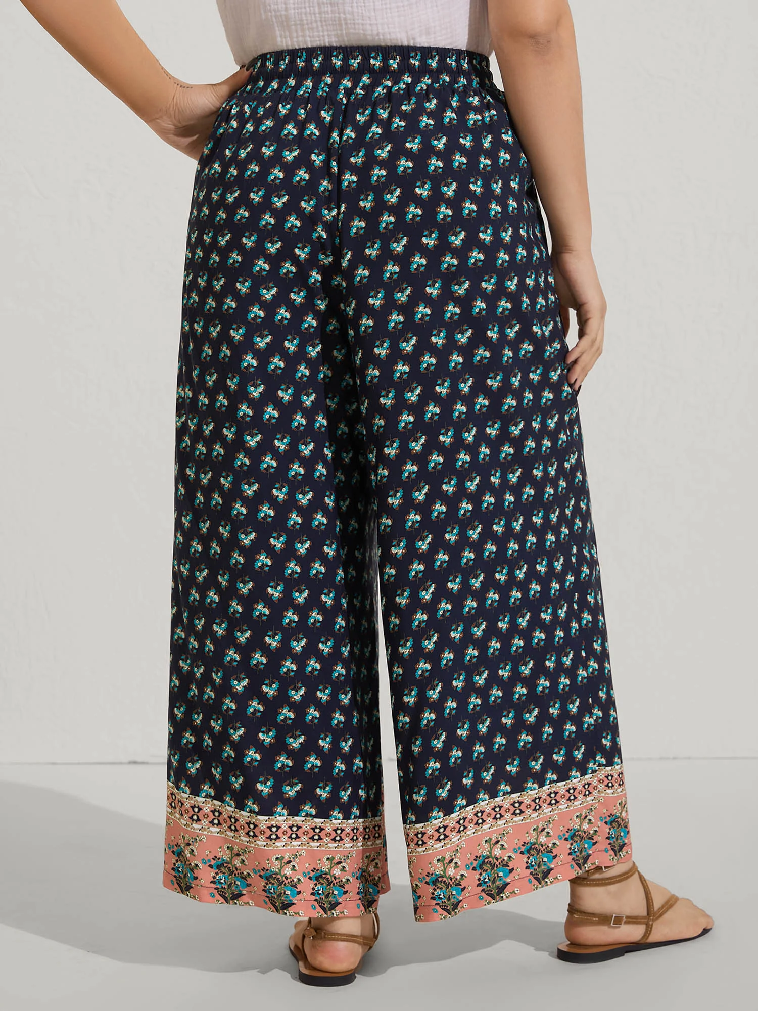 Boho Stretchy Waist Wide-Leg Pants