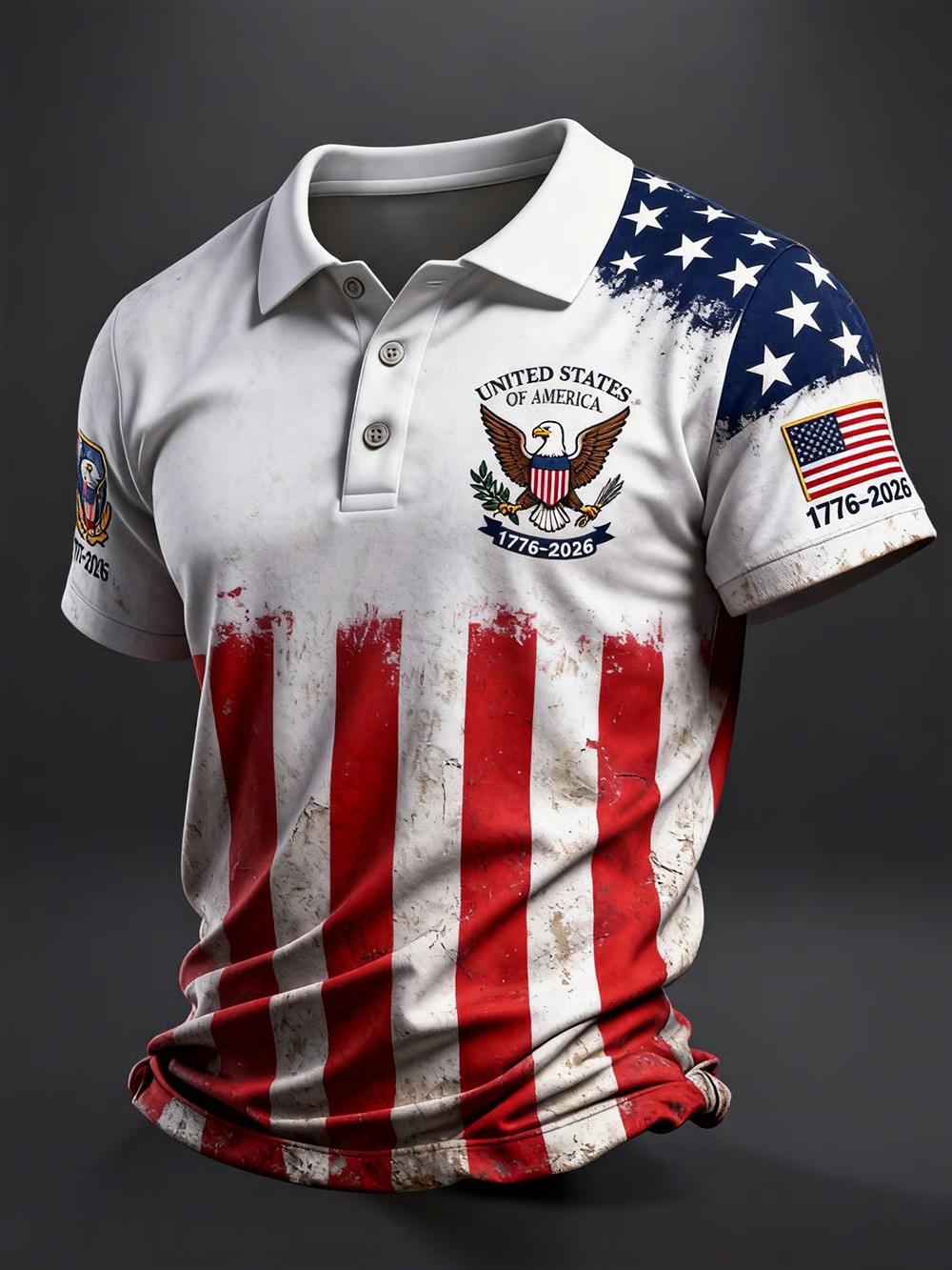 U.S. Independence Day Print Casual Short-Sleeve Polo Shirt