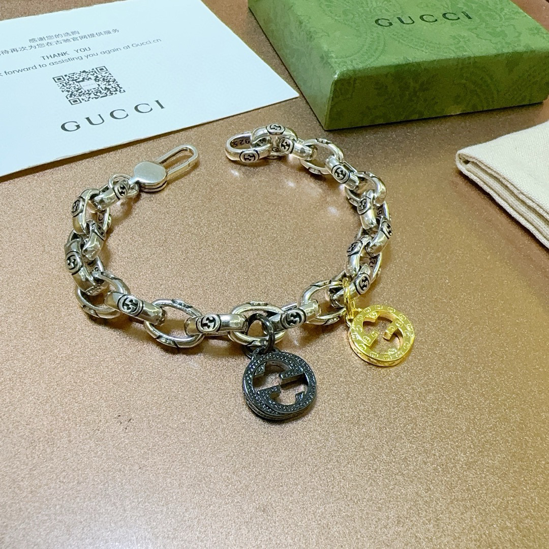 Gucci Two Tone GG Chain Bracelet