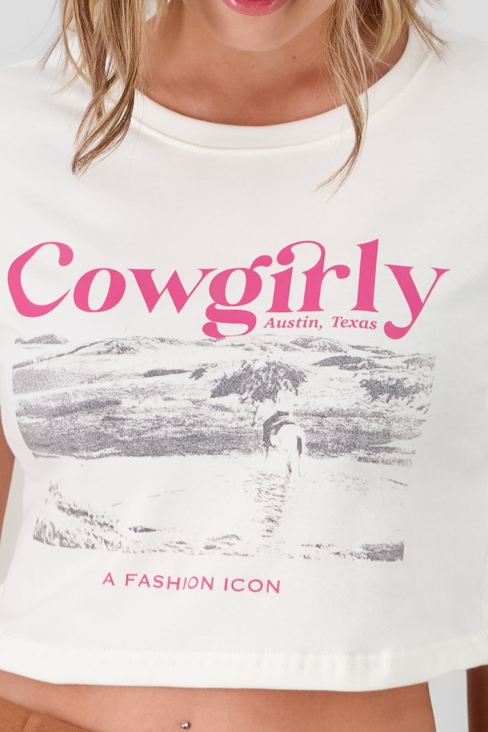 Cowgirl Print Crop T Shirt