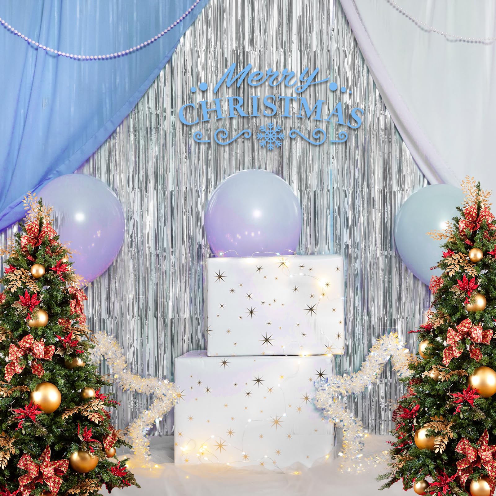 Party Streamers 3 Pack Metallic Tinsel Foil Fringe Curtains 3.2ft x 8.2ft Party Decorations