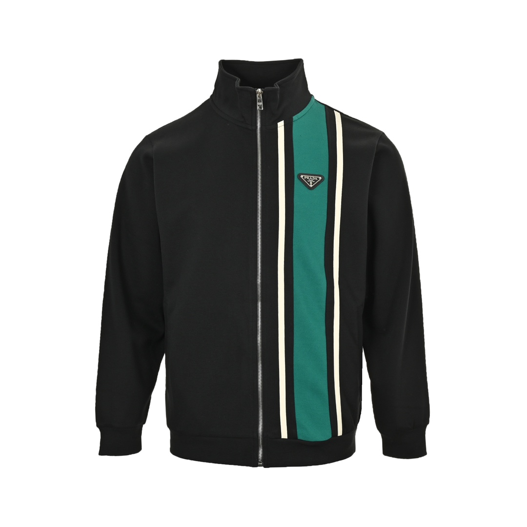 Prada 24Fw triangle logo green ribbon patchwork suit jacket