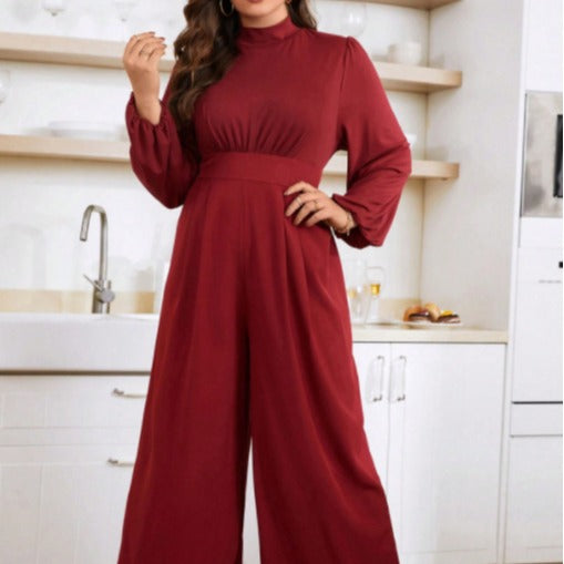 Plus Size Jumpsuit Spring Summer Sexy Ladies Straight Loose High Waist Jumpsuit