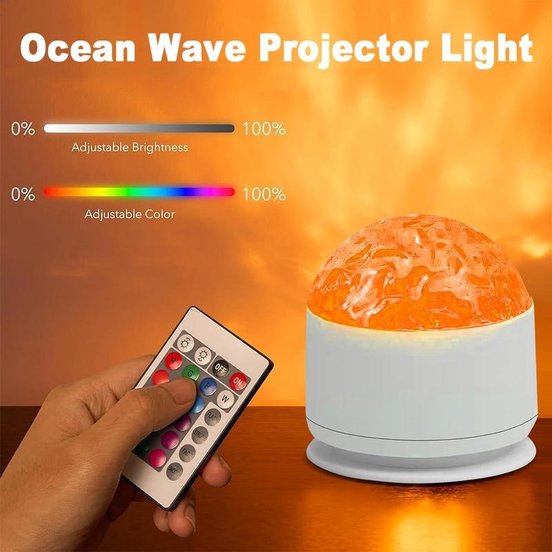 💥ON SALE💥Ocean Wave & 3D Water Ripple Projector Light, USB Rechargeable 16 Colors LED Projector Lamp with Remote Control