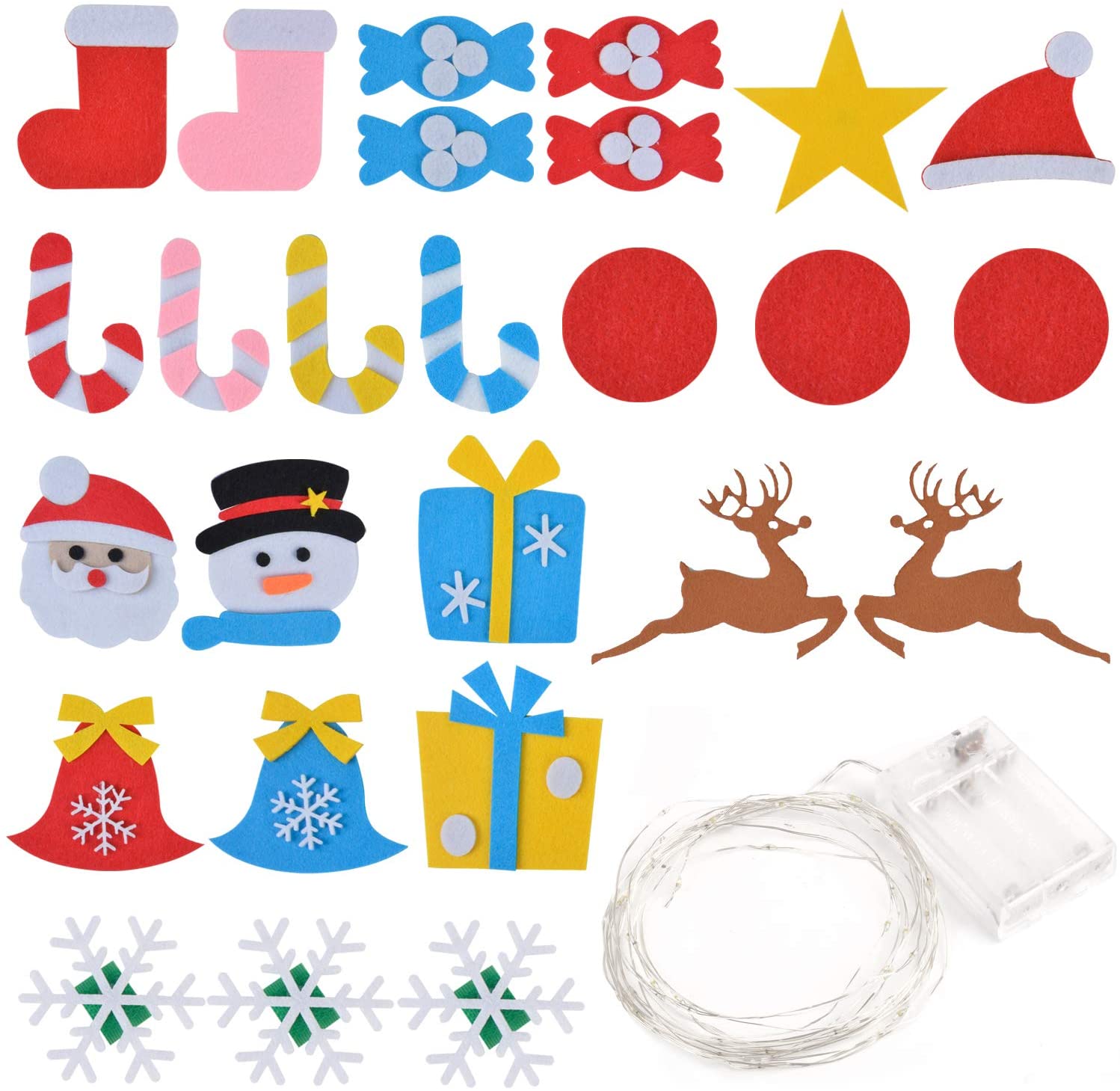 🎄FELT CHRISTMAS TREE KID CRAFT - BONUS - FREE LED STRING LIGHT