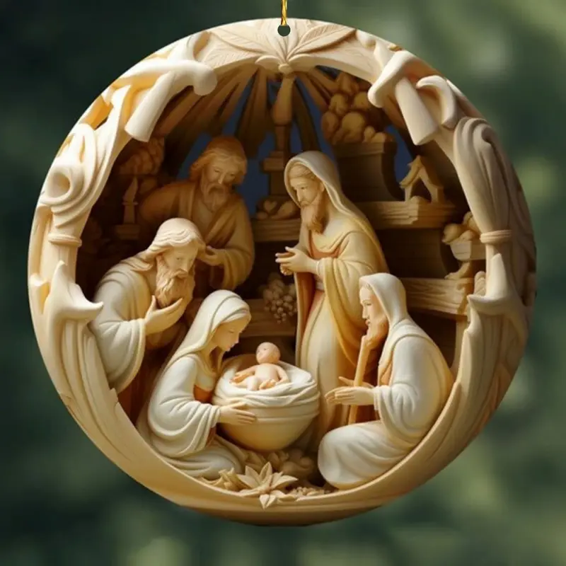 ON SALE🔥6Pcs/Set 3D Effect Double-Sided Nativity Scene Wooden Decoration -Buy 4 Sets Free Shipping