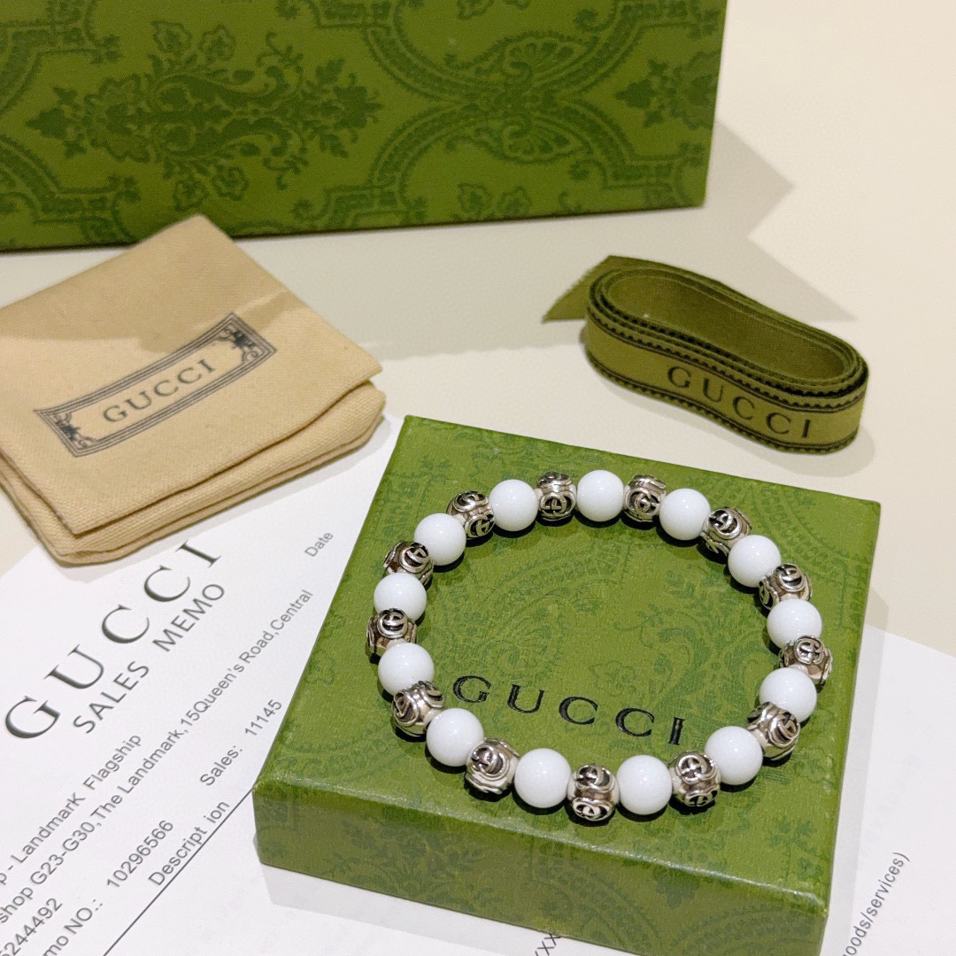 Gucci natural stone distressed bracelet