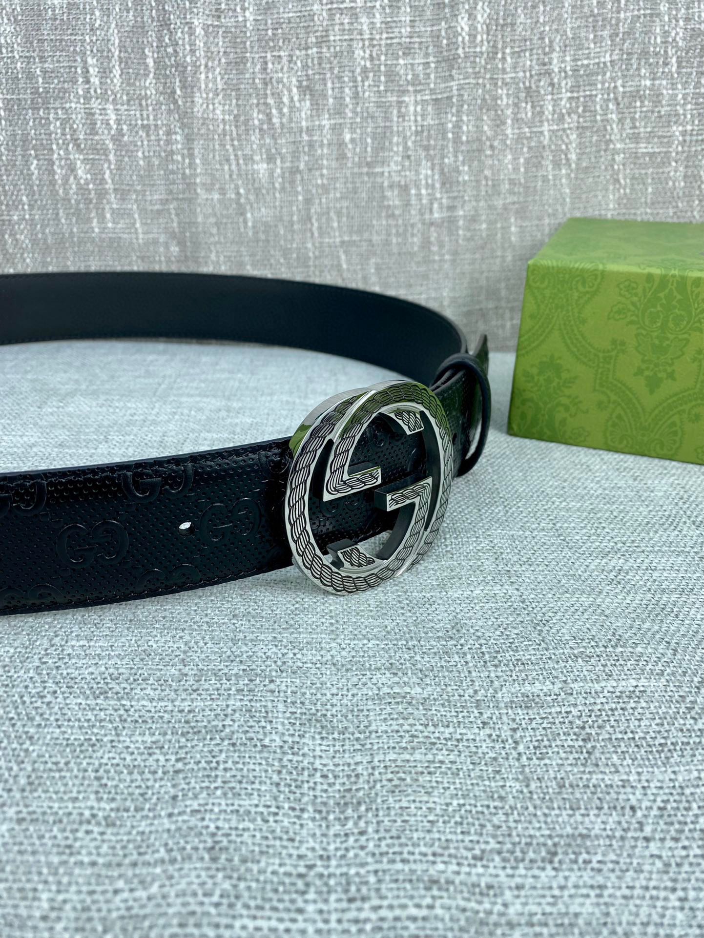 Gucci Signature Printed Leather Belt Width 4.0CM