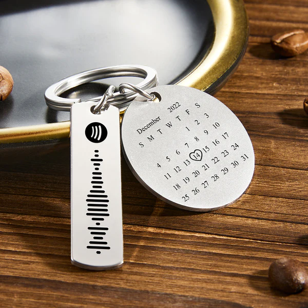 Custom Photo Calendar Spotify Keychain - Personalized Aluminum Keychain