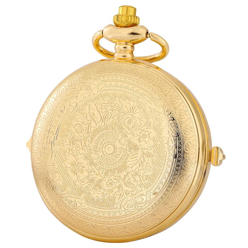 Luxury Golden Color Sandglass Design Unisex Quartz Analog Pocket Watch Fob Chain Arabic Number Timepiece Reloj De Bolsillo
