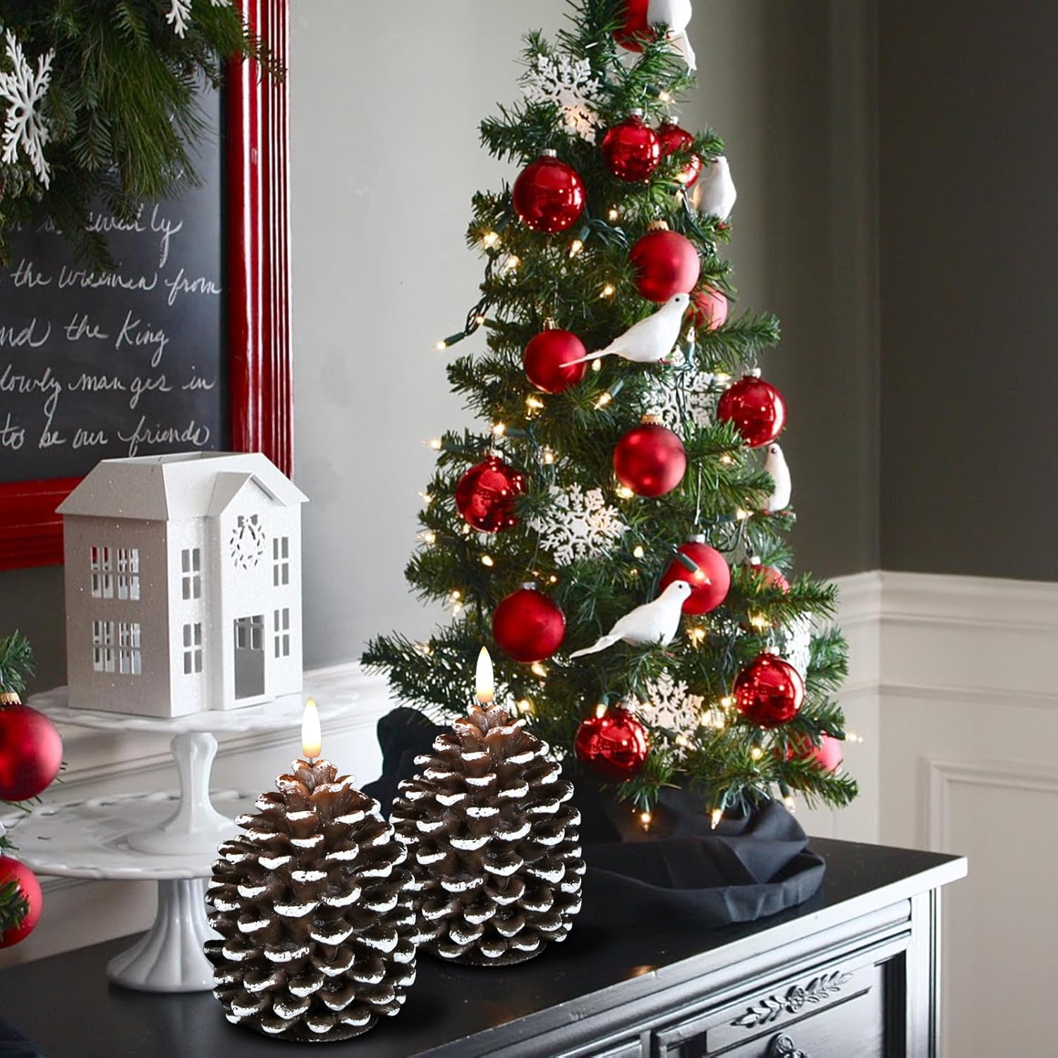 🎅2024 Christmas Promos🔥Flameless Pinecone Candles Battery Operated with 6 Hour Timer