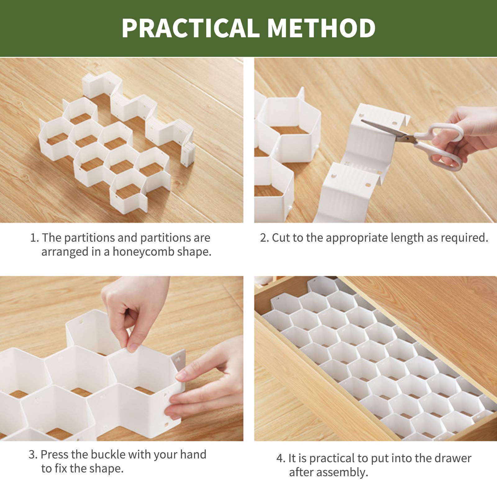 8 Pcs/Set Honeycomb Separator Adjustable Drawer Organizer Divider for Underwear Belt-Scarf Socks Organizer