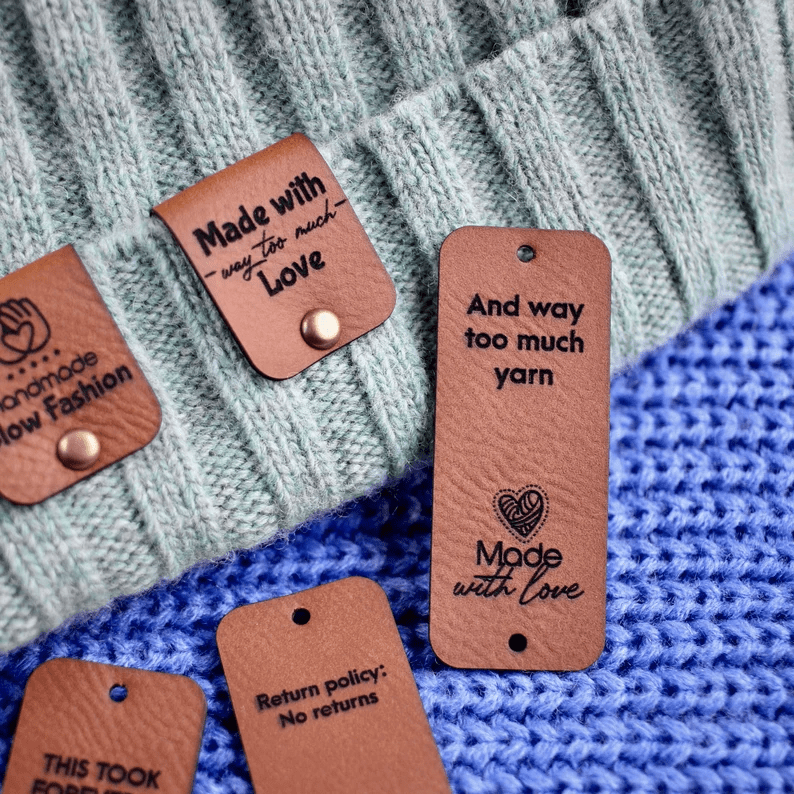 Faux leather tags with funny hidden messages - Set of 10