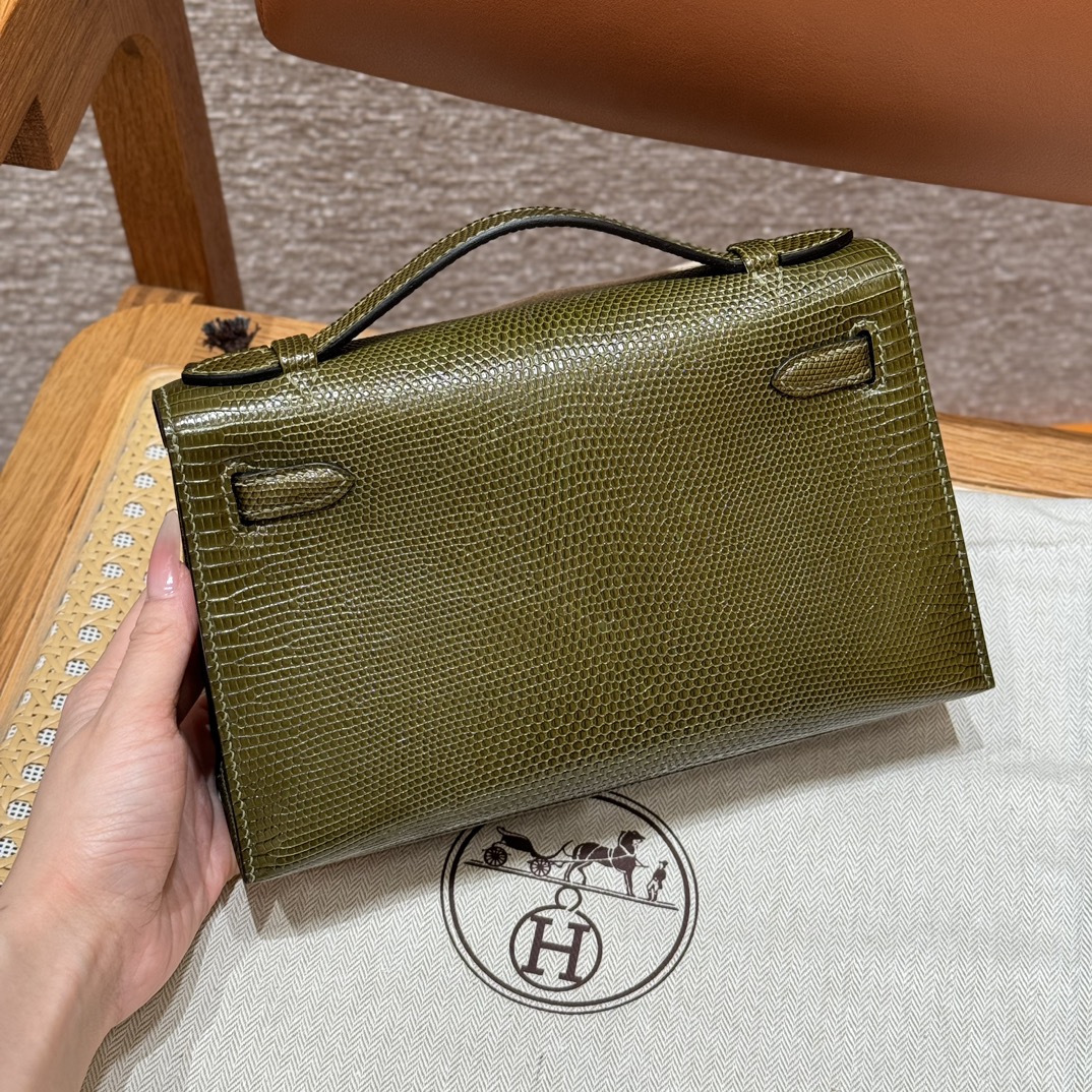 Hermes kelly pochette 61Olive Green (handmade to order)