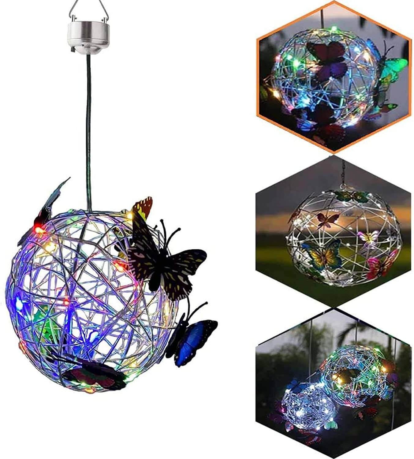 Outdoor Solar Hanging Lights Butterfly Ball