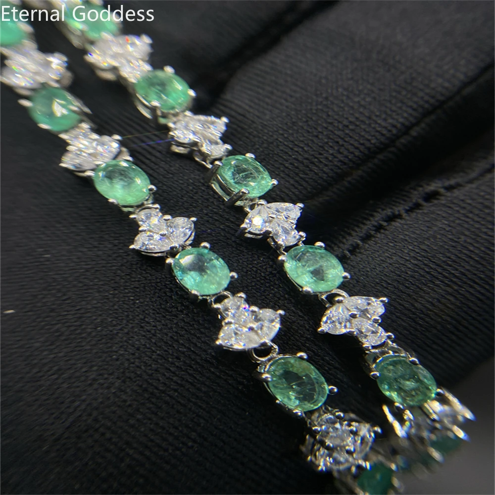 Pendant Fine Jewelry 925 Sterling Silver Inlaid Natural Emerald Woman's Fashion Two Wear New Pendant Necklace Support Test