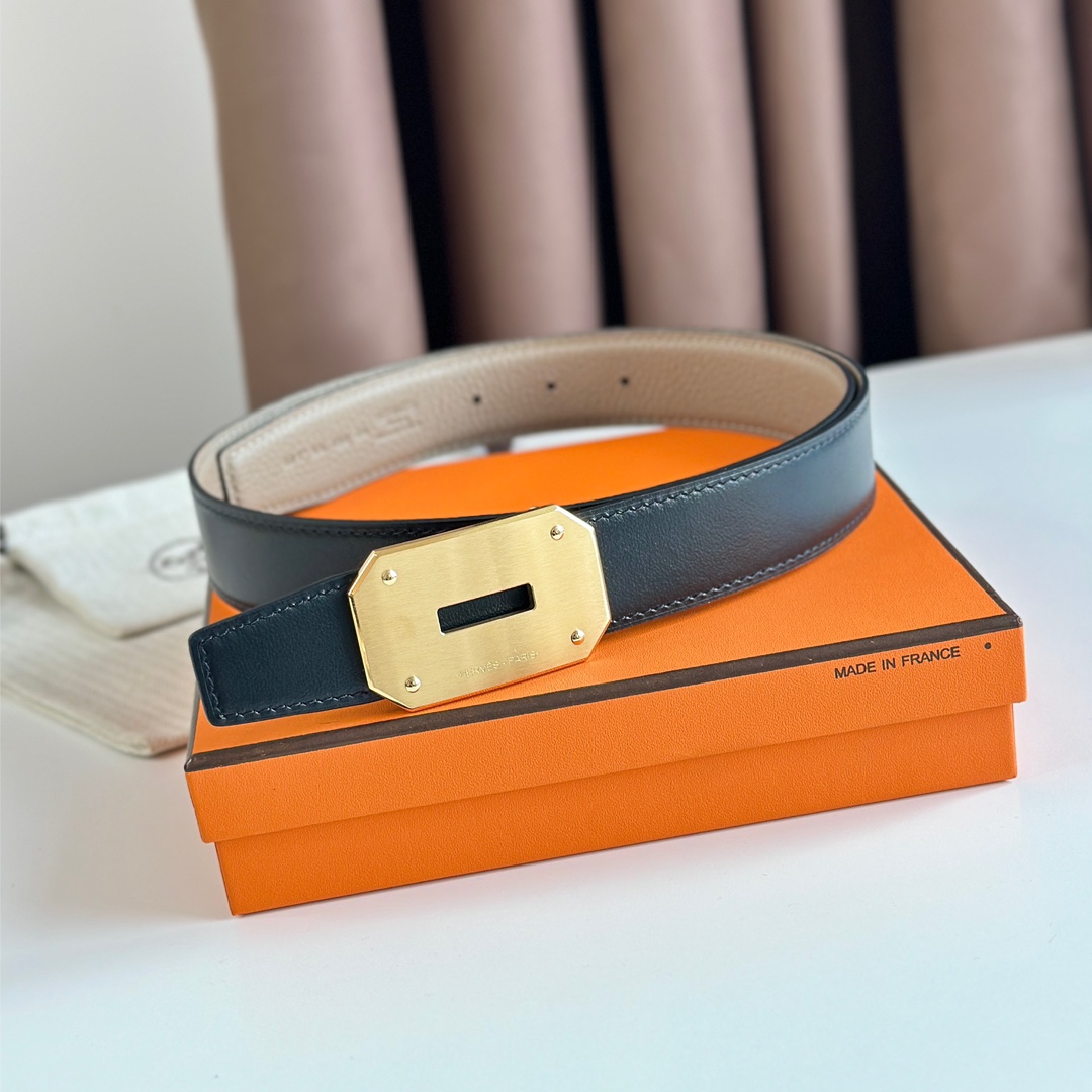 Hermès new double-faced calfskin belt width 3.2CM