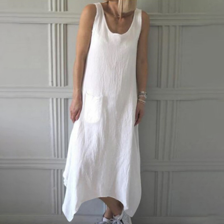 Casual Solid Color Pocket Loose Dress
