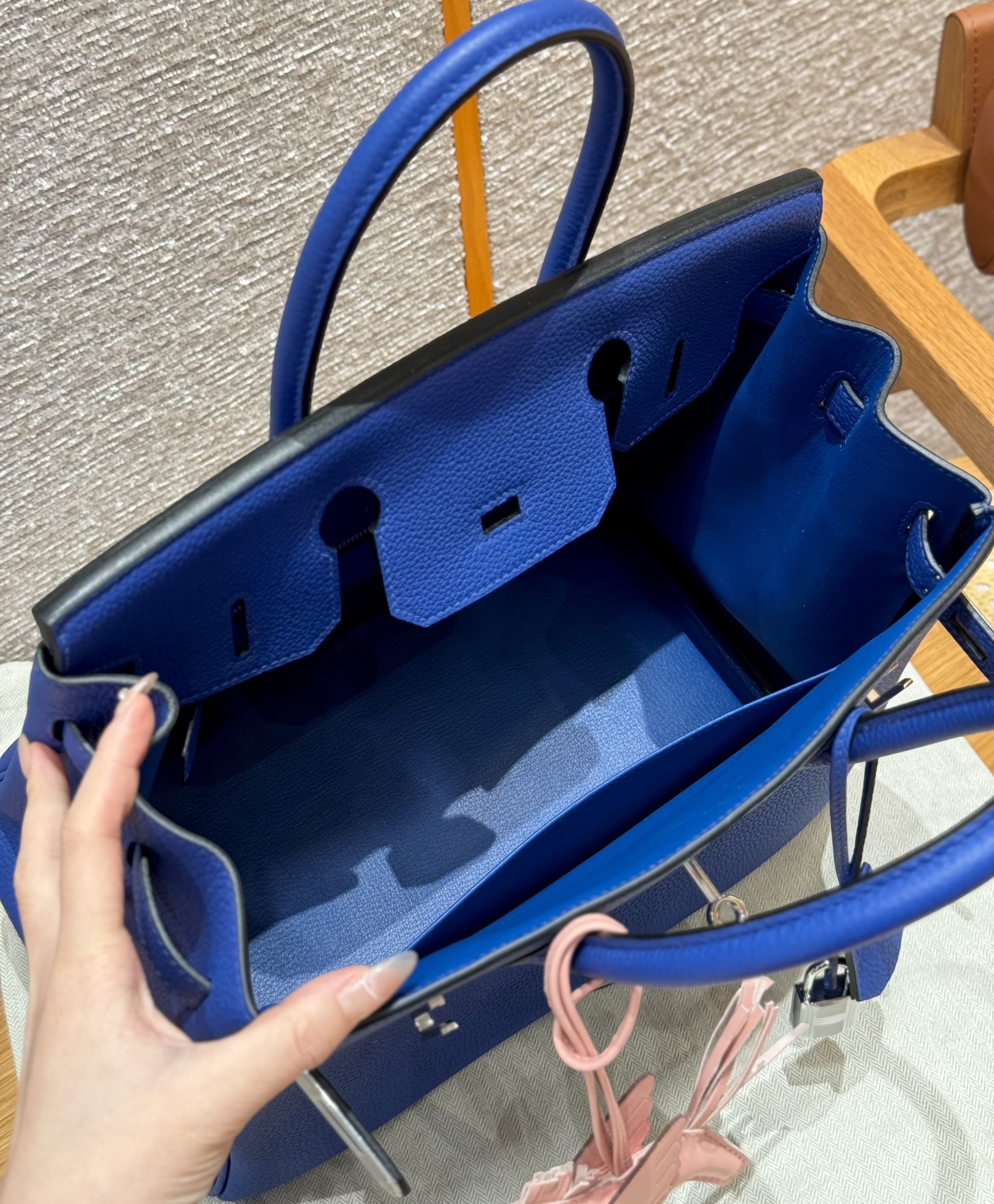 Hermès Birkin 7TBlue electric handbag (handmade to order)