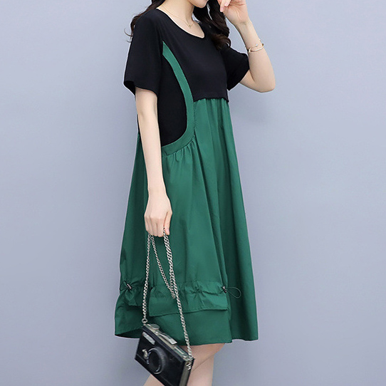 Green Waist-length a-line straps show thin dress