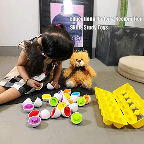 Toddler Toys - Color and Shape Matching Eggs Educational Game - Christmas Easter Gift for Babies 18 Months and Up (12 Eggs)