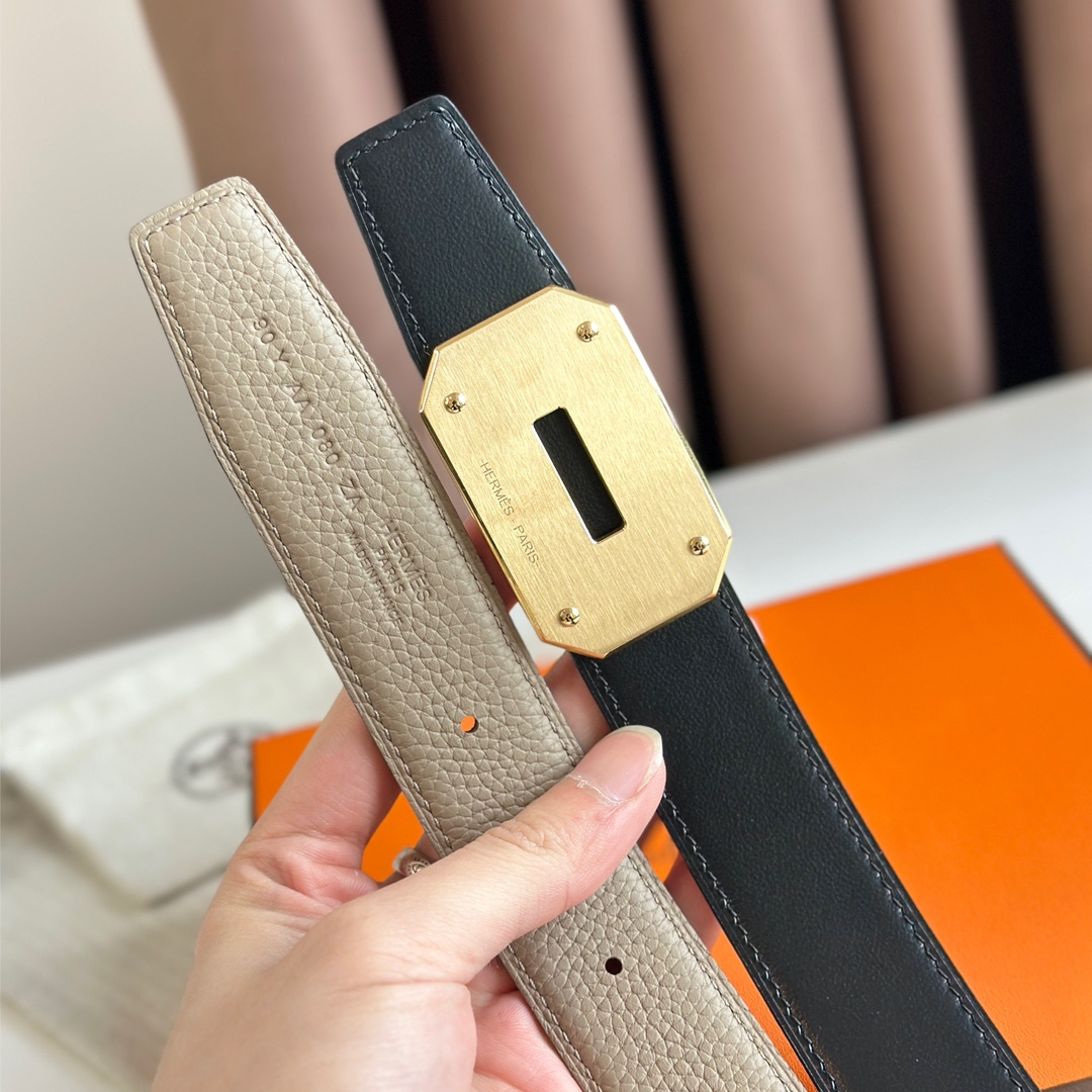 Hermès new double-faced calfskin belt width 3.2CM