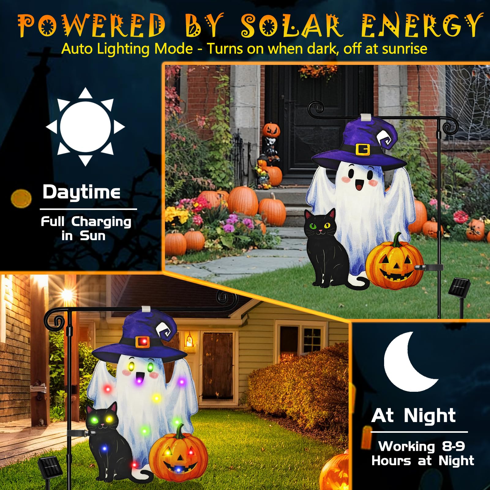 Lighted Shaped Halloween Garden Flags
