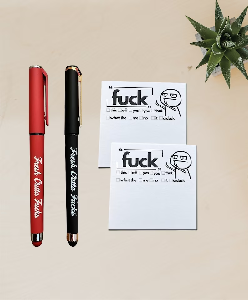Funny Spoof Post-It Notes And Pens