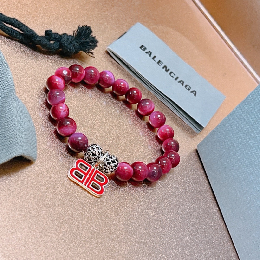 Balenciaga Natural Tiger Eye Stone Bracelet