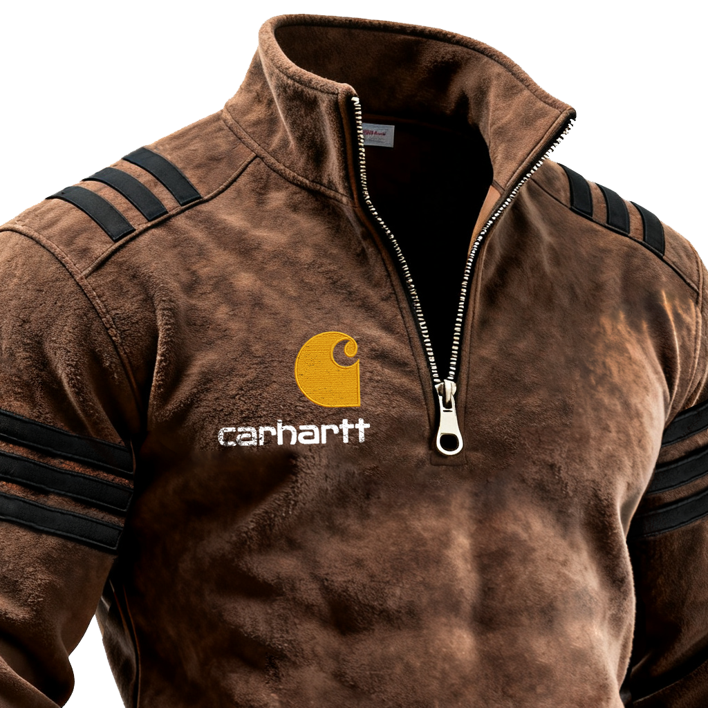 Carhartt Brown Fleece Jacket with Striped Shoulders