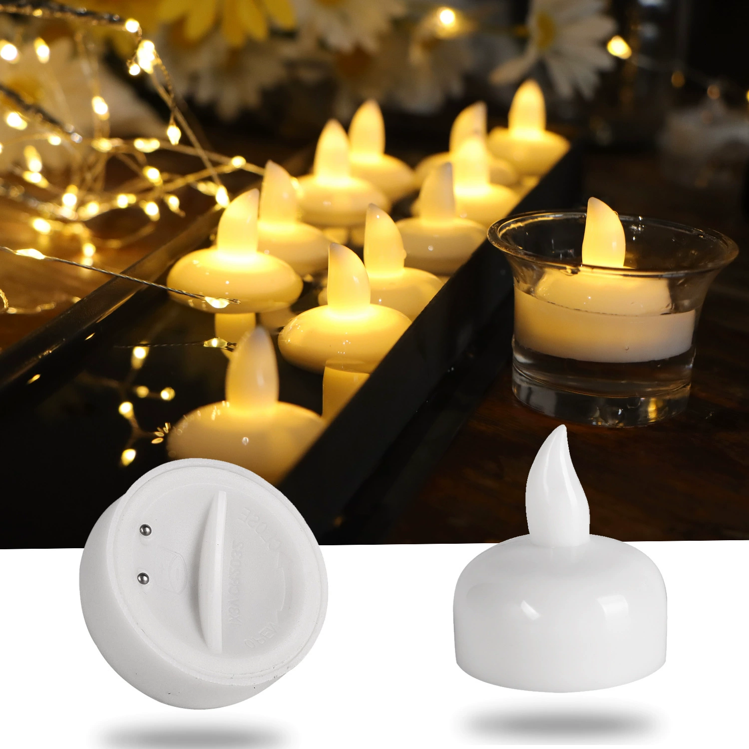 🔥2 Pcs/Set Flickering LED Flameless Floating Candles