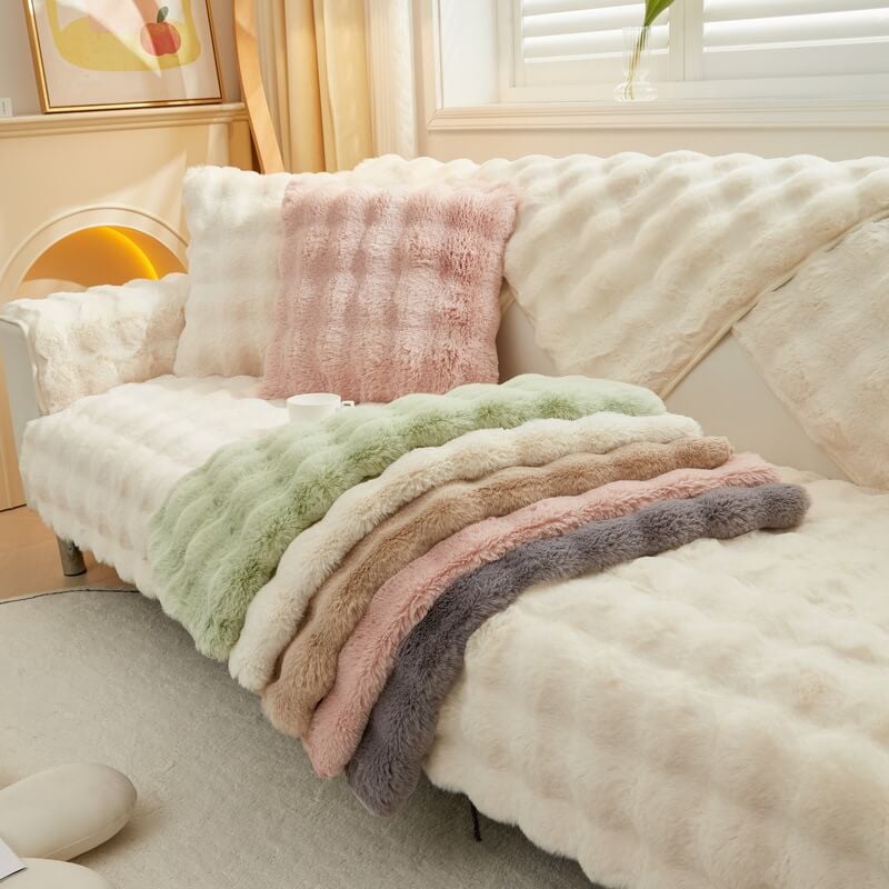 😍Cosy Plush Solid Colour Non-slip Couch Cover