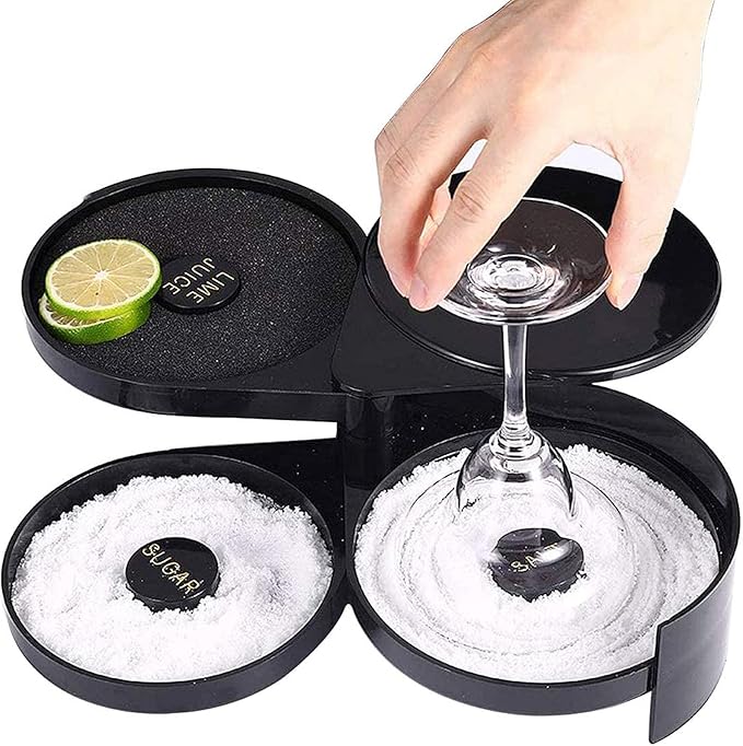 🍷🍹Three-layer salt box salt sticky sugar stick juice cocktail seasoning tool