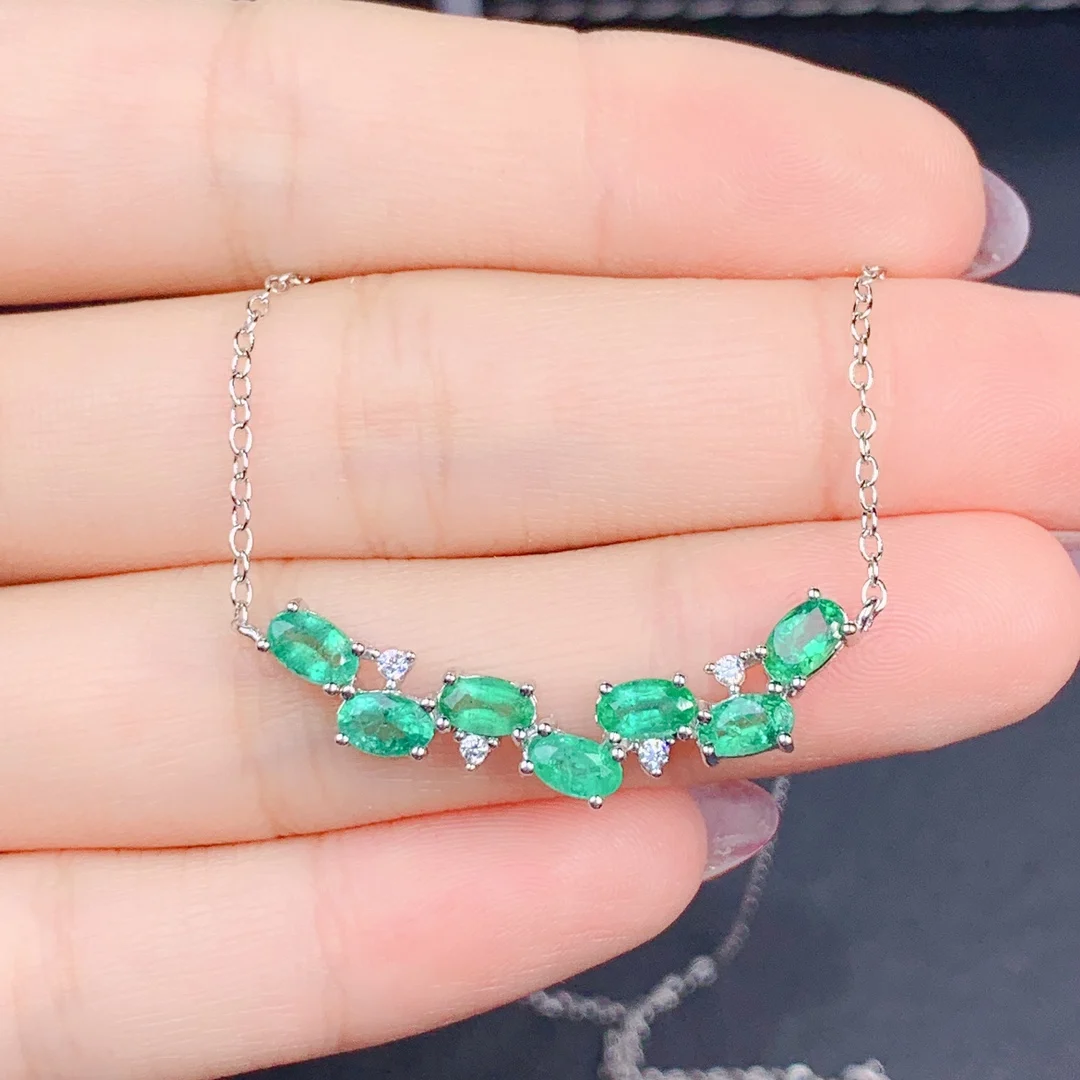 Natural Emerald Silver 925 Jewelry Women's Gem Pendant 925 Sterling Silver Women's Luxury Necklace Christmas Free Shipping