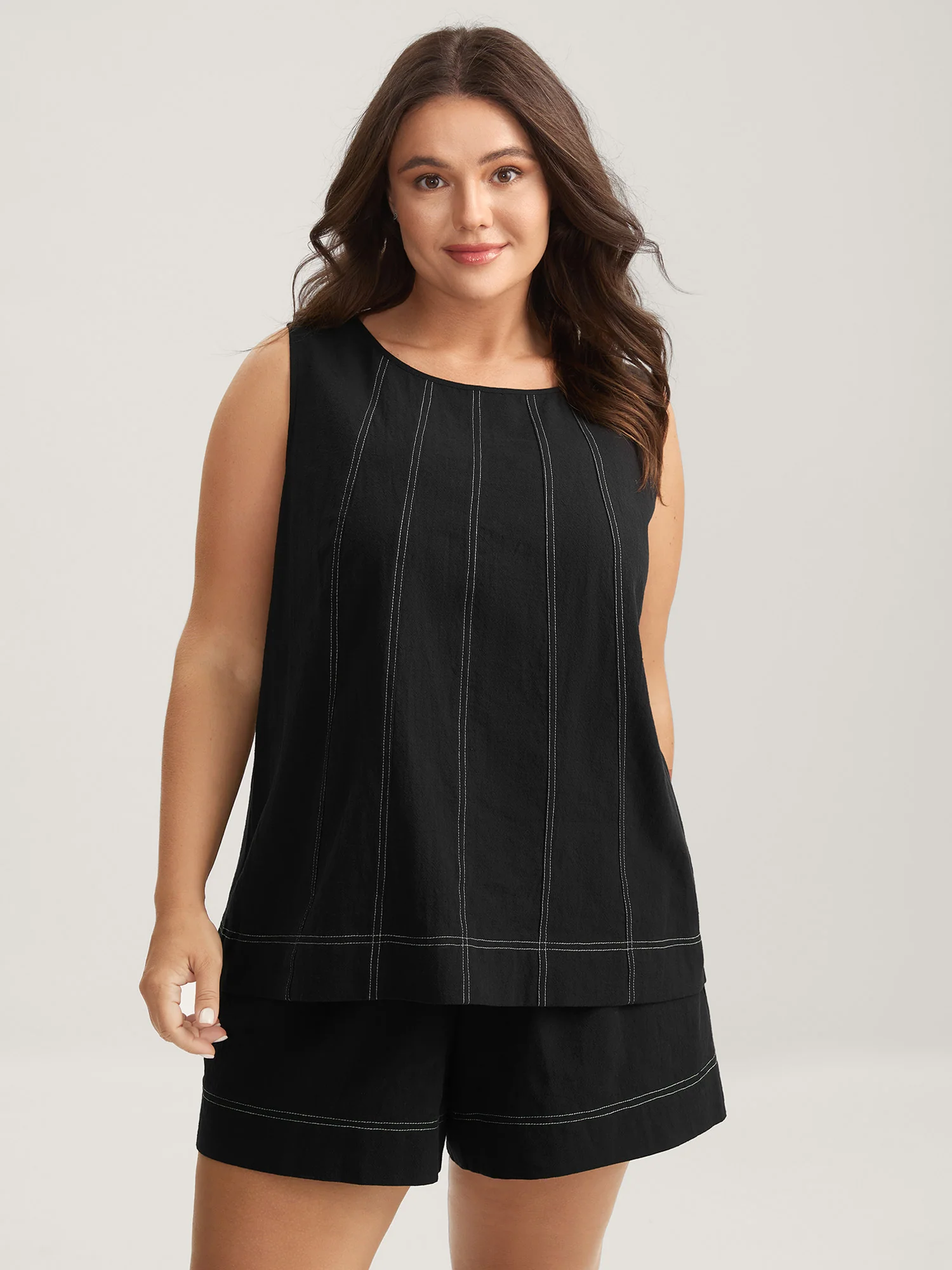 Cotton Color Contrast Seamed Co-ord Set