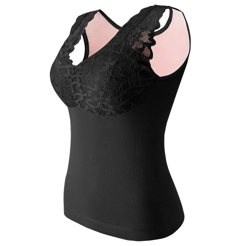 Winter Lady Thermal Lace Built-In Bra Vest Undershirt