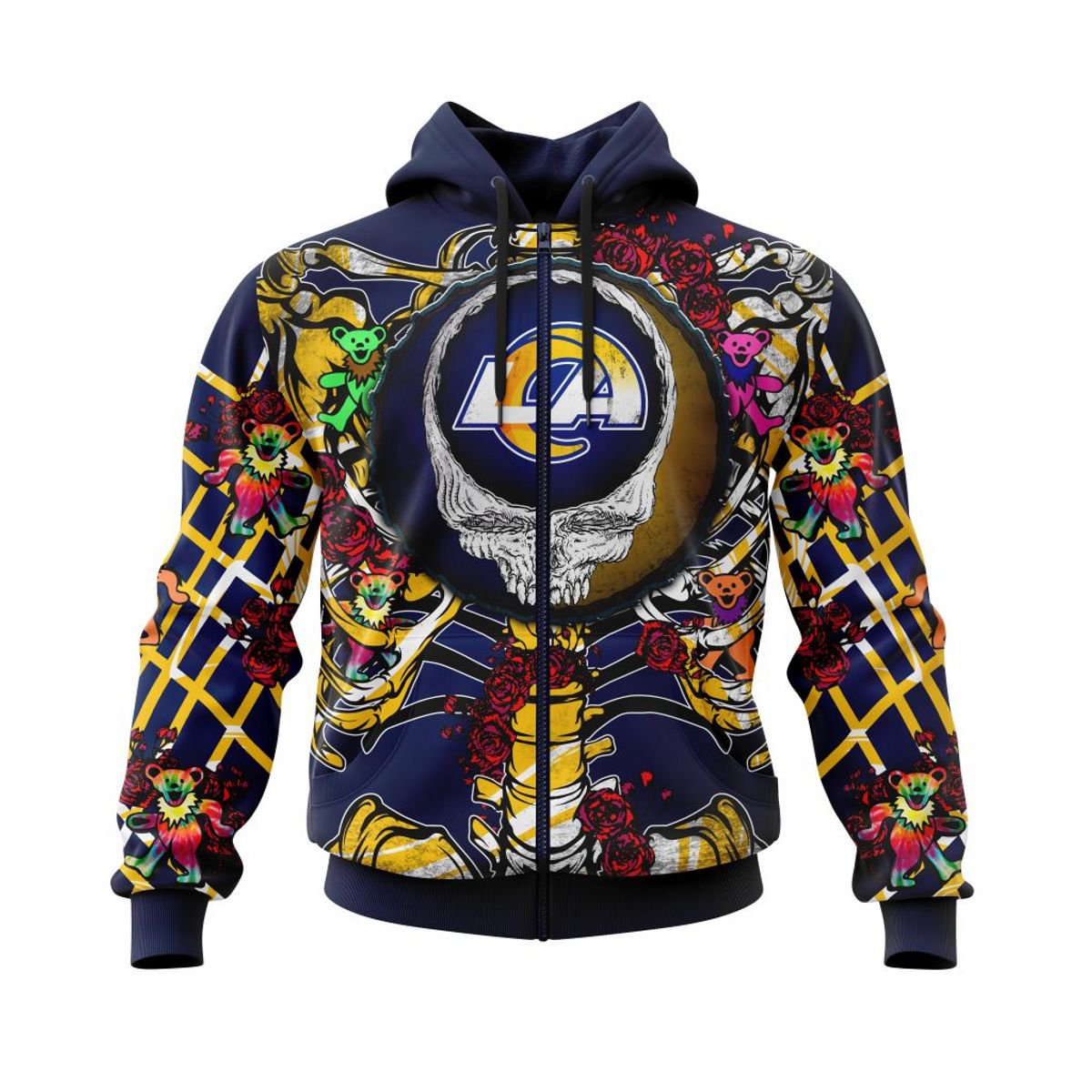 LOS ANGELES RAMS 3D HOODIE MIX GRATEFUL DEAD