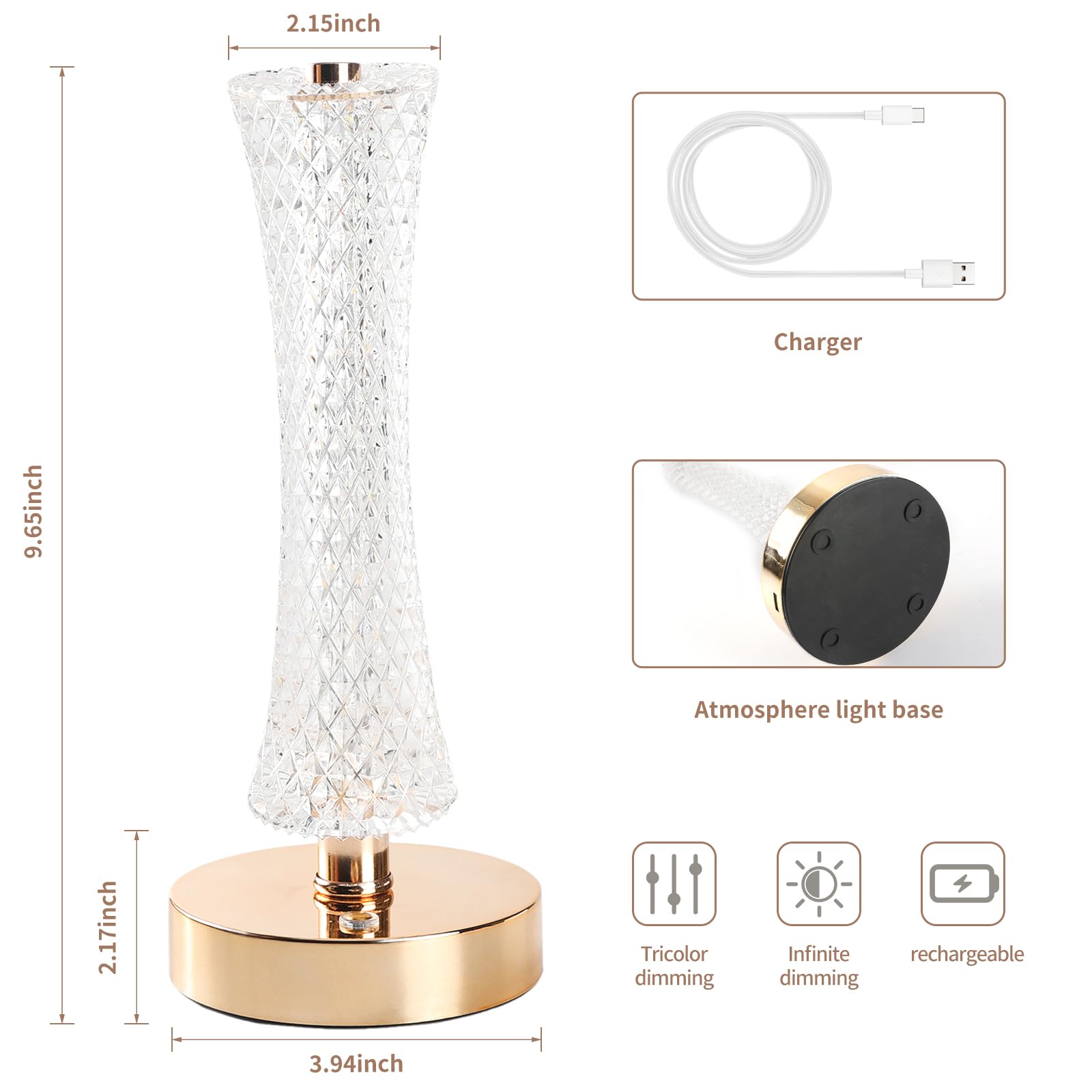 🔥ON SALE🔥Portable Crystal Desk Lamp With 3 Modes