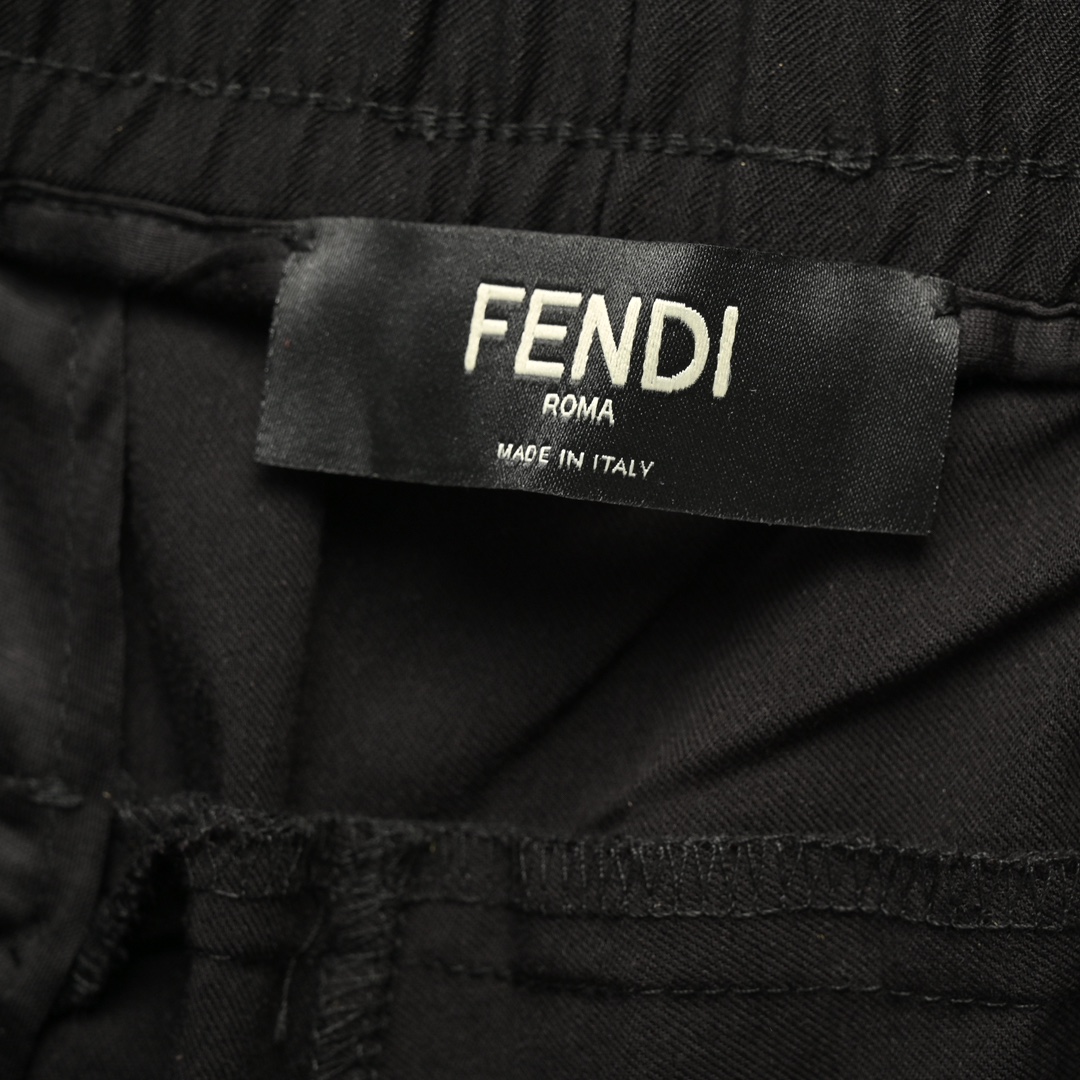 Fendi yellow stripe contrast stitching casual stretch trousers