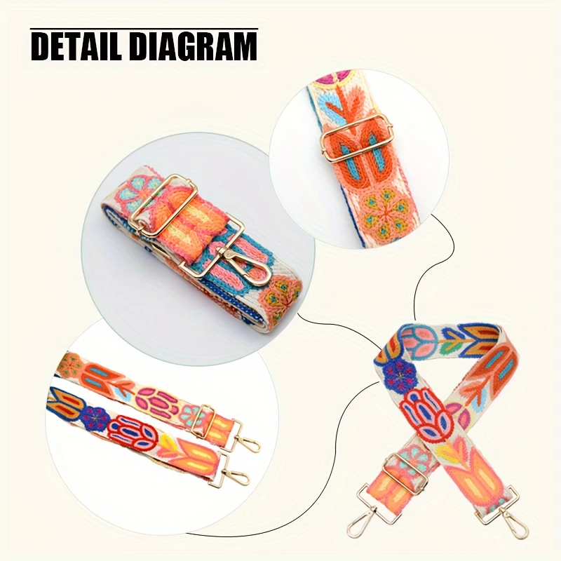 ✨👜Lovely ethnic art style floral shoulder straps🥰