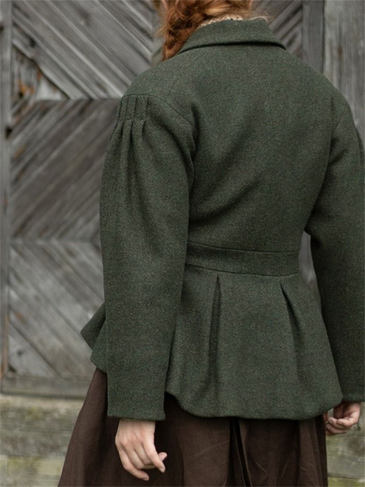 Vintage Classy Pintucked Pleats Wool Jacket