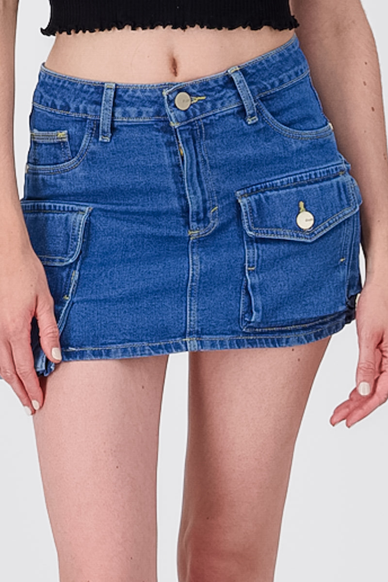 Denim Mini Cargo Skirt
