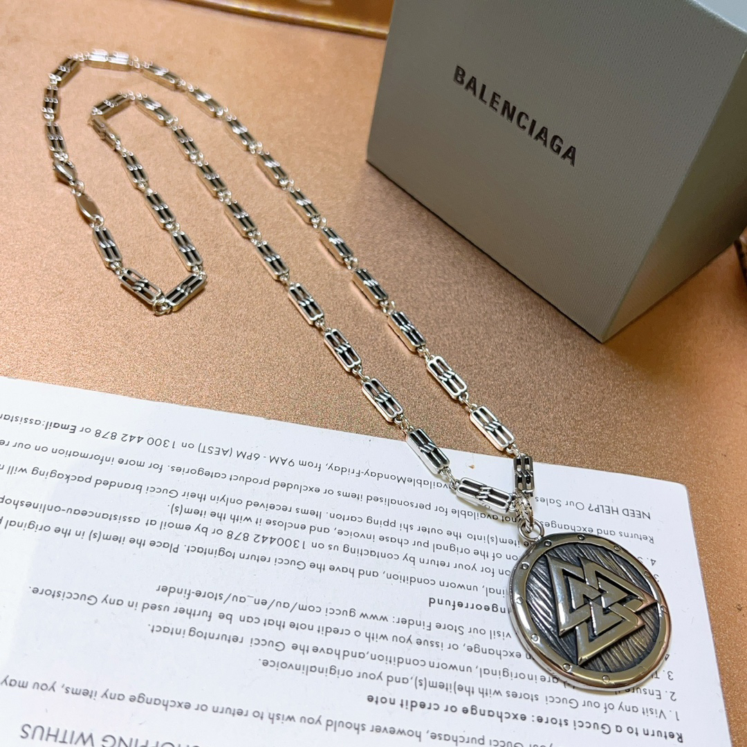 Balenciaga Round Shield Chain Vintage Necklace
