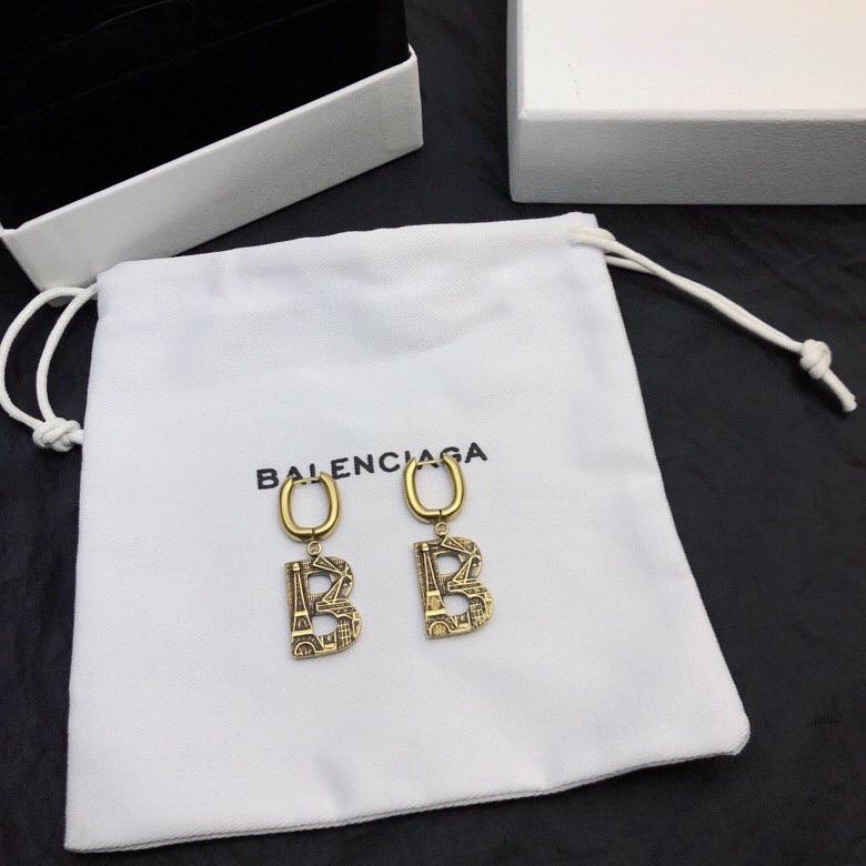 Balenciaga BB shallow carving earrings