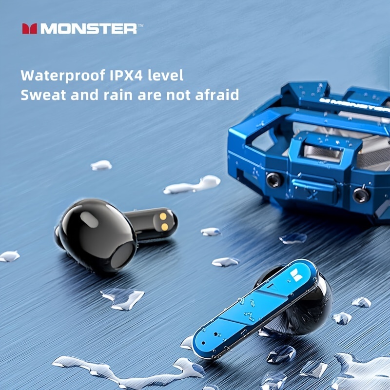 Monster XKT09 TWS Wireless Headphones High Quality Ultra Long Standby,Built-in Mic, Touch Control, USB Charging Case,  Long Hr Battery Earphones, Waterproof For Sport